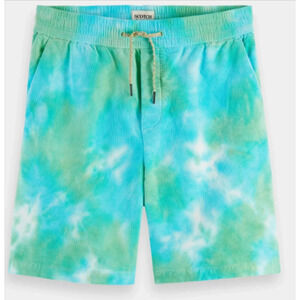 Scotch & Soda Boys Relaxed Fit Corduroy Organic Cotton Shorts Blue/Green Size 14